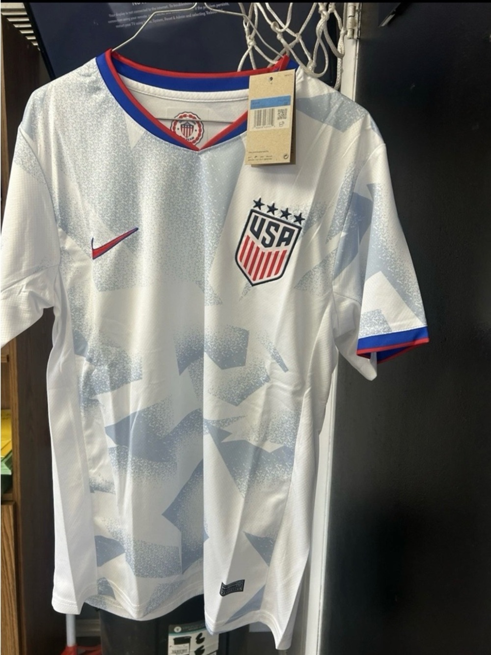 Nike White USA Soccer Jersey with Red & Blue Trim - Picture 3 of 10
